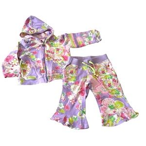 Floral Kids Matching Set - Purple and Green